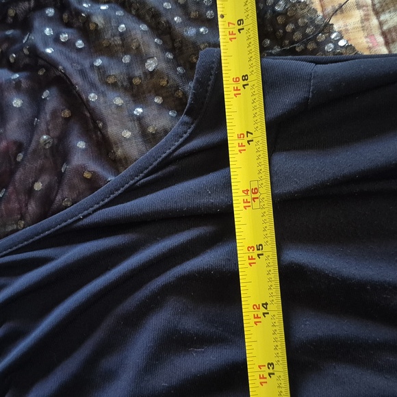 MSK Midnight Blue Elegant Evening  Dress Embellished Attached Sheer Cape Large - Picture 7 of 10